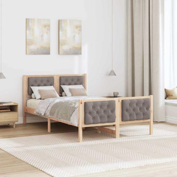 Bettrahmen mit Kopfteil Taupe 120 x 190 cm Massives Kiefernholz