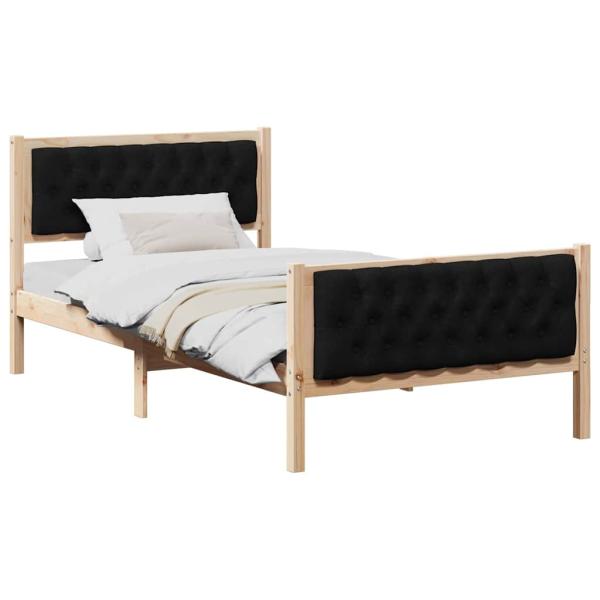 Bettrahmen Schwarz 100 x 200 cm Massives Kiefernholz