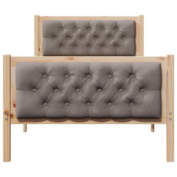 Bettrahmen mit Kopfteil Taupe 90 x 190 cm Massives Kiefernholz