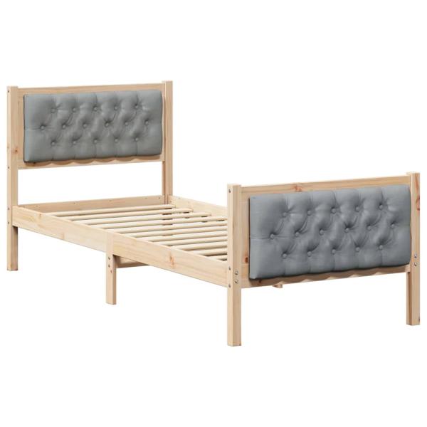 Bettrahmen Hellgrau 75 x 190 cm Massives Kiefernholz