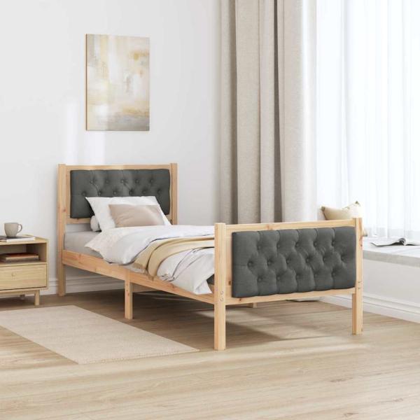 Bettrahmen Dunkelgrau 75 x 190 cm Massives Kiefernholz