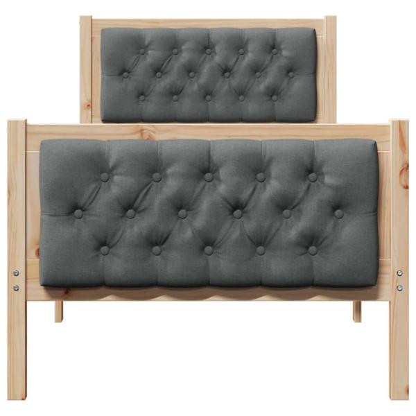 Bettrahmen Dunkelgrau 75 x 190 cm Massives Kiefernholz