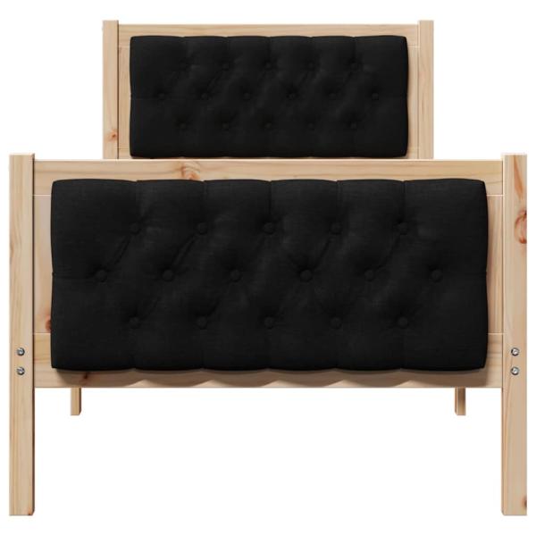 Bettrahmen Schwarz 75 x 190 cm Massives Kiefernholz