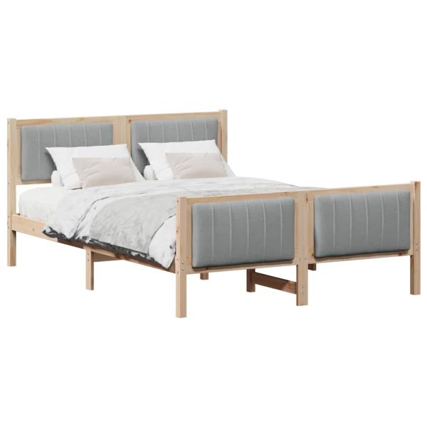 Bettgestell Braun und Hellgrau 135 x 190 cm Massivholz Kiefer