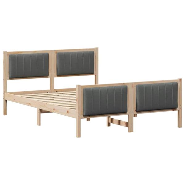 Bettgestell Braun und Dunkelgrau 135 x 190 cm Massivholz Kiefer