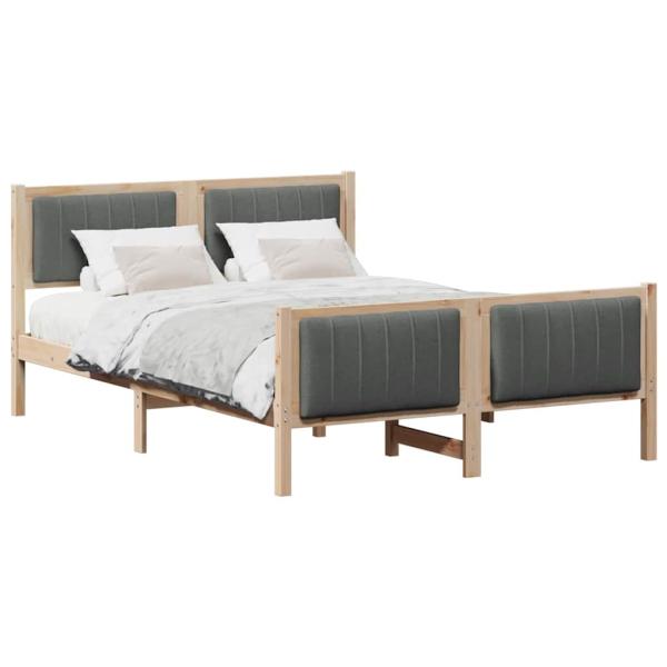 Bettgestell Braun und Dunkelgrau 135 x 190 cm Massivholz Kiefer