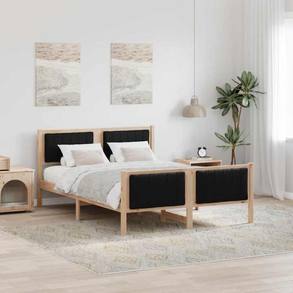 ARDEBO.de - Bettgestell Braun und Schwarz 135 x 190 cm Massivholz Kiefer