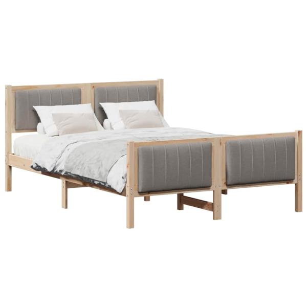 Bettgestell Braun und Taupe 135 x 190 cm Massivholz Kiefer
