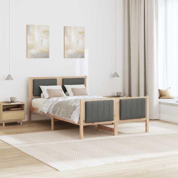 Bettgestell Braun und Dunkelgrau 120 x 190 cm Massivholz Kiefer