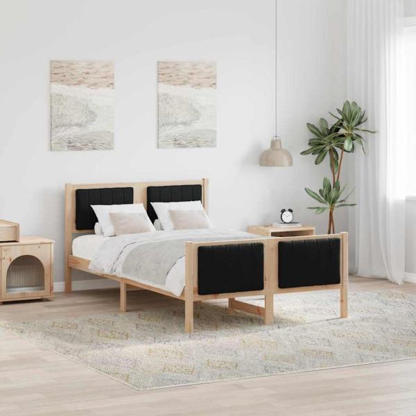 ARDEBO.de - Bettgestell Braun und Schwarz 120 x 190 cm Massivholz Kiefer