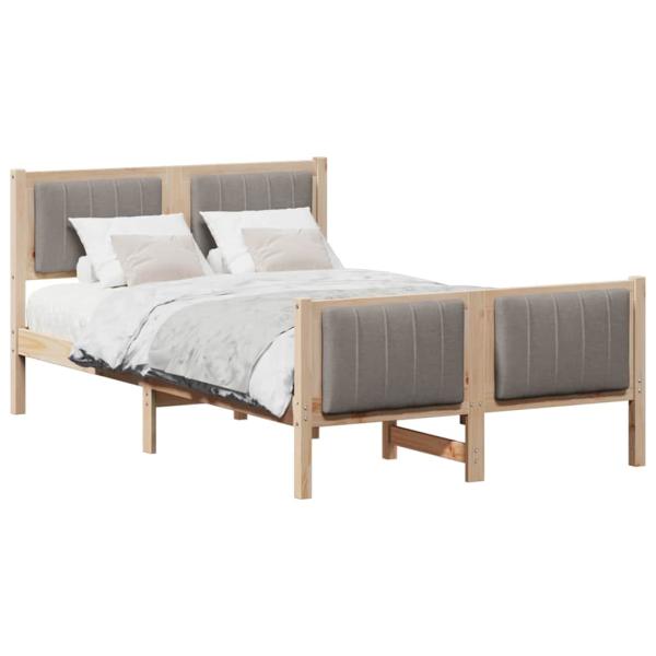 Bettgestell Braun und Taupe 120 x 190 cm Massivholz Kiefer