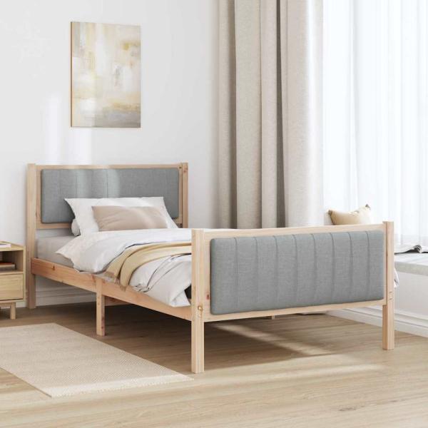 Bettgestell Braun und Hellgrau 100 x 200 cm Massivholz Kiefer