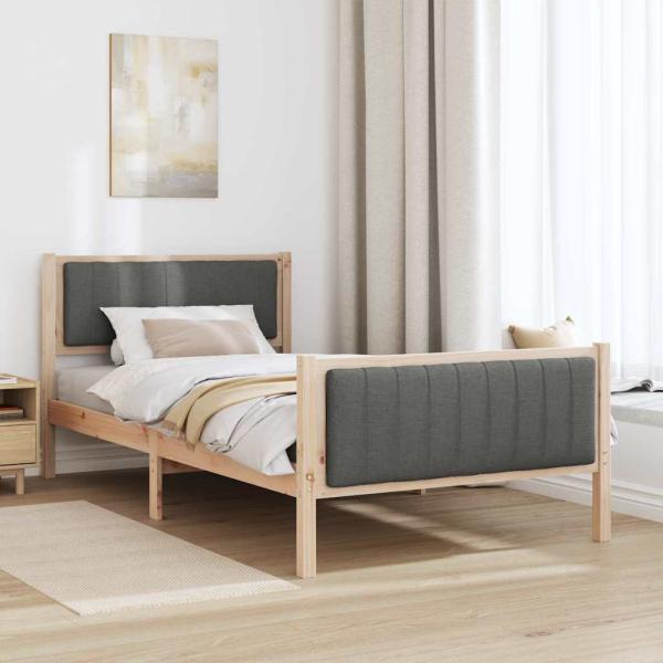 Bettgestell Braun und Dunkelgrau 100 x 200 cm Massivholz Kiefer