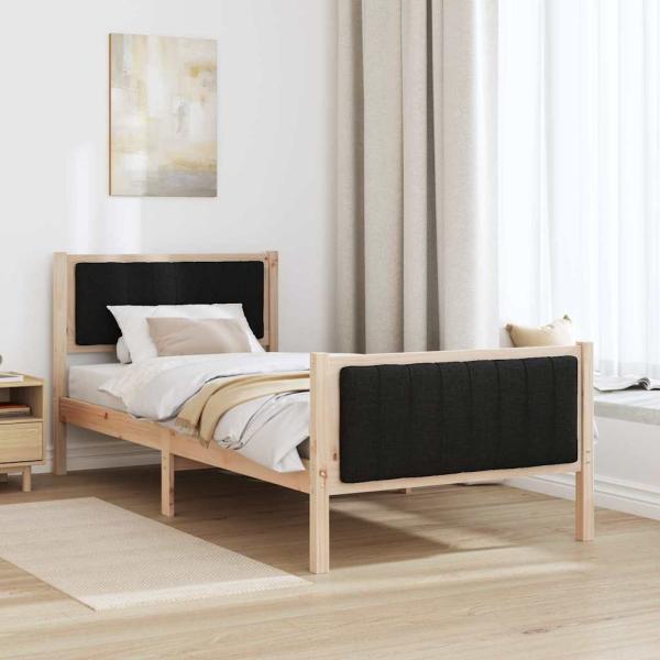 Bettgestell Braun und Schwarz 90 x 200 cm Massivholz Kiefer