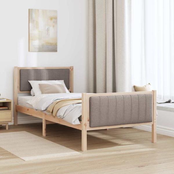 Bettgestell Braun und Taupe 90 x 200 cm Massivholz Kiefer