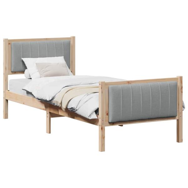 Bettgestell Braun und Hellgrau 80 x 200 cm Massivholz Kiefer