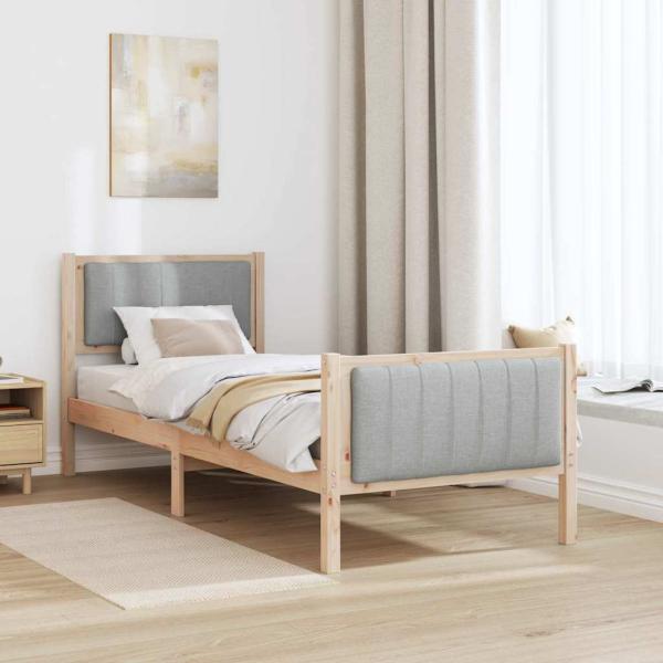 Bettgestell Braun und Hellgrau 80 x 200 cm Massivholz Kiefer