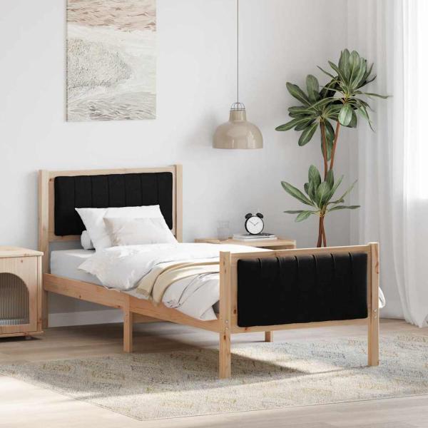 ARDEBO.de - Bettgestell Braun und Schwarz 80 x 200 cm Massivholz Kiefer