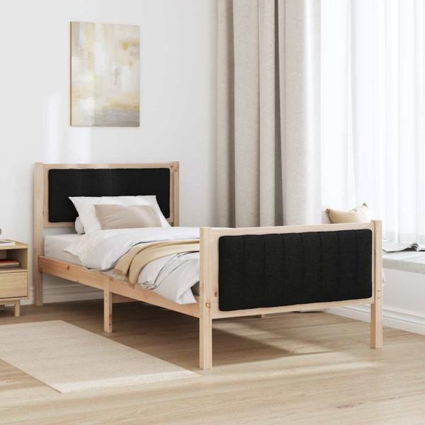 Bettgestell Braun und Schwarz 90 x 190 cm Massivholz Kiefer