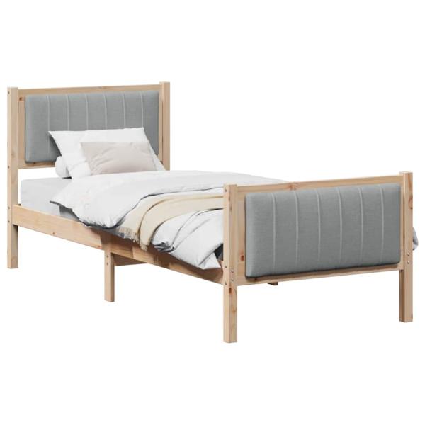 Bettgestell Braun und Hellgrau 75 x 190 cm Massivholz Kiefer