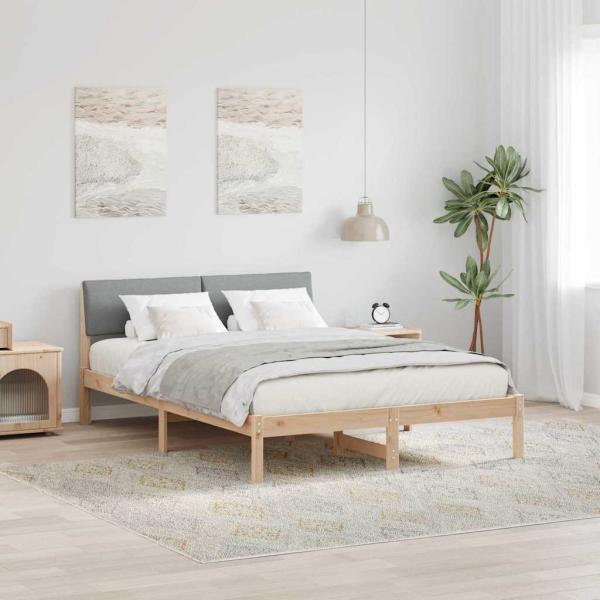 ARDEBO.de - Bettgestell Braun und hellgrau 150 x 200 cm Massivholz Kiefer