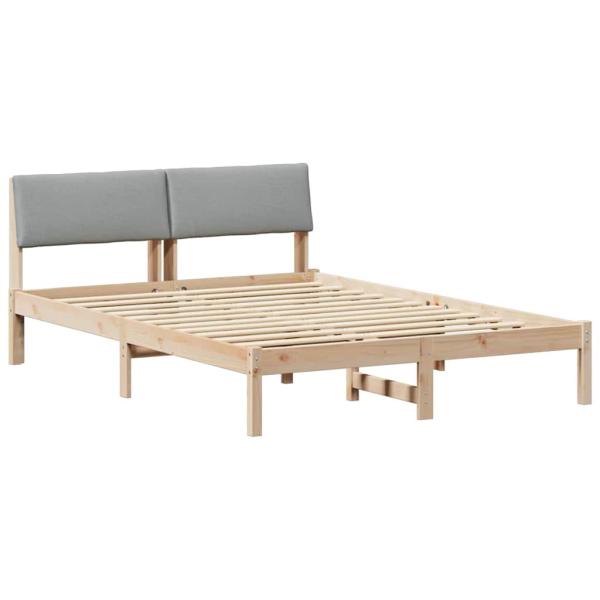 Bettgestell Braun und hellgrau 150 x 200 cm Massivholz Kiefer