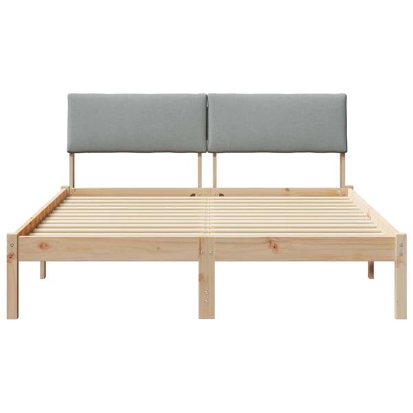 Bettgestell Braun und hellgrau 150 x 200 cm Massivholz Kiefer