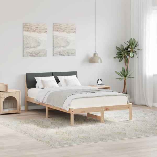 ARDEBO.de - Bettgestell Braun und Dunkelgrau 120 x 200 cm Massivholz Kiefer