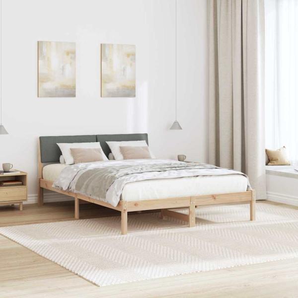 Bettgestell Braun und Dunkelgrau 140 x 190 cm Massivholz Kiefer
