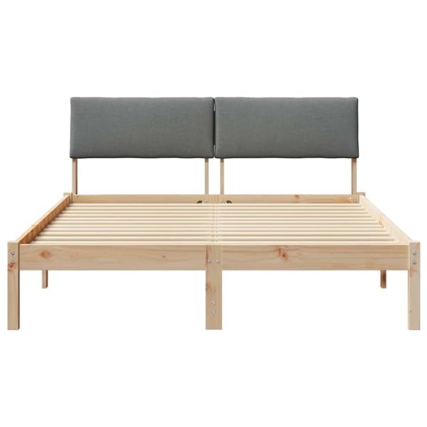Bettgestell Braun und Dunkelgrau 140 x 190 cm Massivholz Kiefer