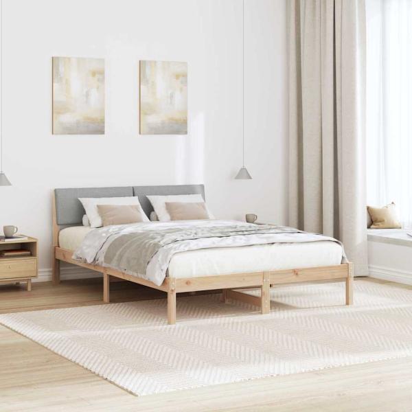 Bettgestell Braun und hellgrau 135 x 190 cm Massivholz Kiefer