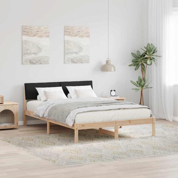 ARDEBO.de - Bettgestell Braun und Schwarz 135 x 190 cm Massivholz Kiefer