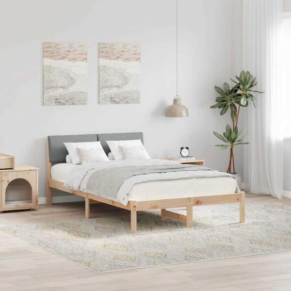 ARDEBO.de - Bettgestell Braun und hellgrau 120 x 190 cm Massivholz Kiefer