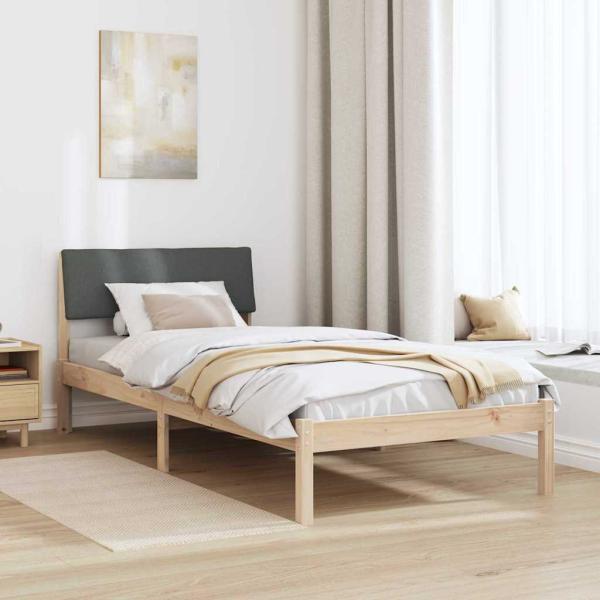 Bettgestell Braun und Dunkelgrau 100 x 200 cm Massivholz Kiefer