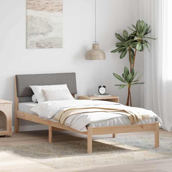 ARDEBO.de - Bettgestell Braun und Taupe 90 x 200 cm Massivholz Kiefer