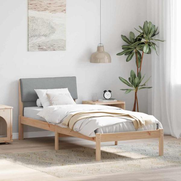 ARDEBO.de - Bettgestell Braun und hellgrau 75 x 190 cm Massivholz Kiefer