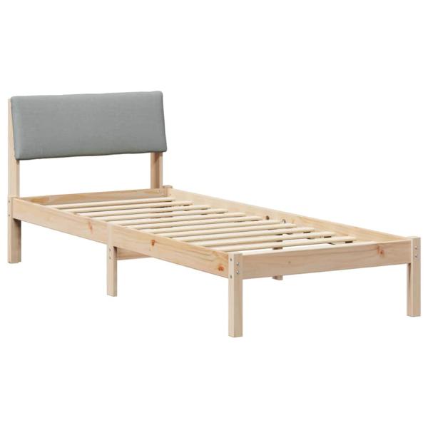 Bettgestell Braun und hellgrau 75 x 190 cm Massivholz Kiefer