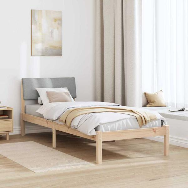 Bettgestell Braun und hellgrau 75 x 190 cm Massivholz Kiefer