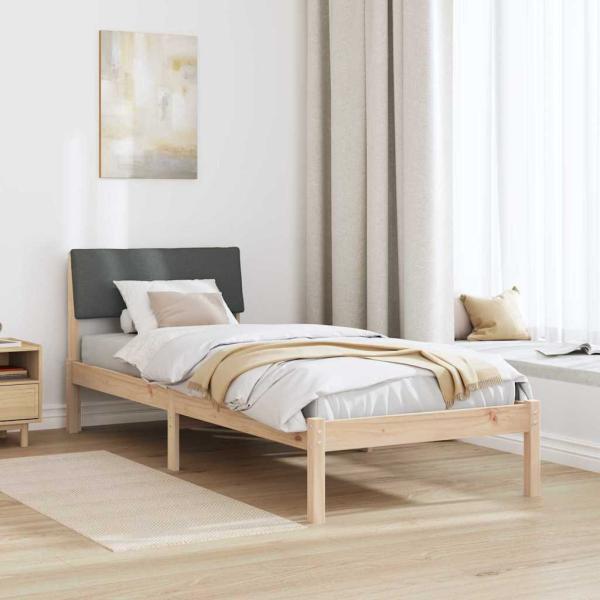 Bettgestell Braun und Dunkelgrau 75 x 190 cm Massivholz Kiefer