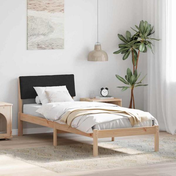 ARDEBO.de - Bettgestell Braun und Schwarz 75 x 190 cm Massivholz Kiefer