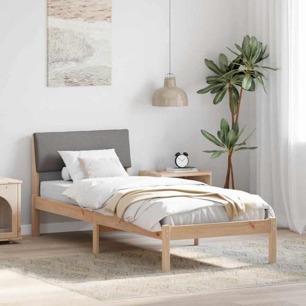 ARDEBO.de - Bettgestell Braun und Taupe 75 x 190 cm Massivholz Kiefer