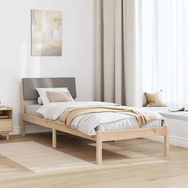 Bettgestell Braun und Taupe 75 x 190 cm Massivholz Kiefer