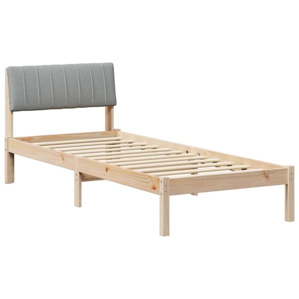 Bettgestell Braun und hellgrau 75 x 190 cm Massivholz Kiefer
