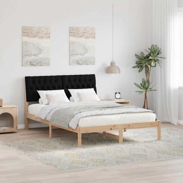 ARDEBO.de - Bettgestell mit gepolstertem Kopfteil Braun 135 x 190 cm