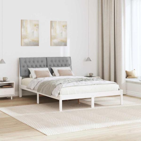 Bettgestell mit gepolstertem Kopfteil Weiß 135 x 190 cm