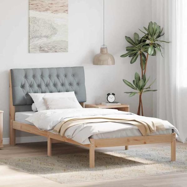 ARDEBO.de - Bettgestell mit gepolstertem Kopfteil Braun 100 x 200 cm