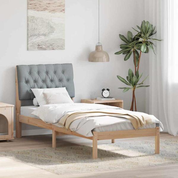 ARDEBO.de - Bettgestell mit gepolstertem Kopfteil Braun 75 x 190 cm