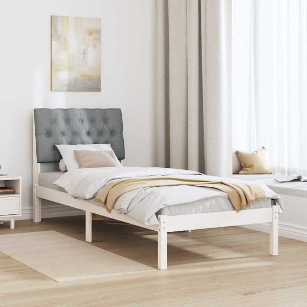 Bettgestell mit gepolstertem Kopfteil Weiß 75 x 190 cm
