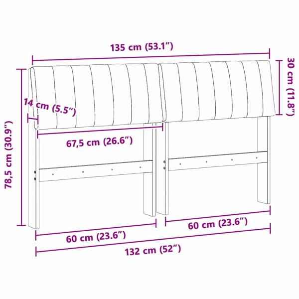 Gepolstertes Kopfteil Dunkelgrau 135 cm Massives Kiefernholz