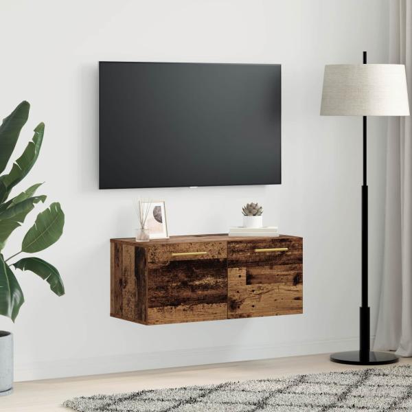 Wandschrank 80 x 36.5 x 35 cm Holzwerkstoff Altholz